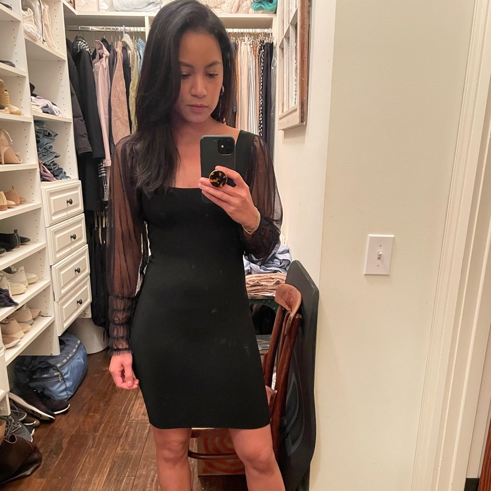 Mango Black Long Sleeve Dress